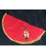 1950s Vintage Felt Red Christmas Tree Skirt - 35&#39;&#39; Santa Claus Hohoho decor - $458.16 MXN