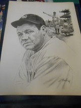 Great Collectible Babe Ruth Drawing &quot;Pointing For Home Run&quot;...Free Postage Usa - £6.68 GBP