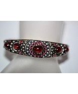 Estate Jewelry Antique 18K Yellow Gold Garnet Seed Pearl Ruby Bangle Bra... - $4,767.95 CAD