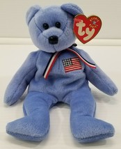 AG) TY Beanie Babies America Blue Stuffed Bear September 11, 2001 Rememb... - £6.31 GBP