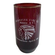 1980 Anchor Hocking Royal Ruby Tumbler 5&quot; Mombasha Fire Co. Monroe New York - £27.45 GBP