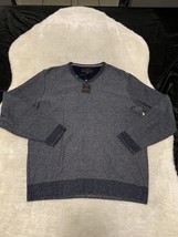 Jos A Bank Reserve V Neck Italian Yarn Sweater Blue Wool Blend Size XXL NWT - £20.20 GBP