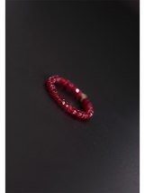 Faceted Ruby Elastic Ring Female gemstones Yellow 18K GolBeaded Ring Gift Custom - £56.47 GBP