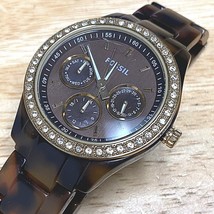 Fossil ES-2795 Lady Faux Tiger Eye Analog Quartz Chrono Watch~Day Date~New Batte - £15.93 GBP