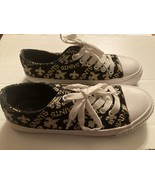 Foco NFL New Orleans Saint canvas sneakers Size 7 womens shoes black gold - $391.25 MXN