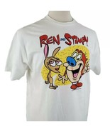 Nickelodeon Ren and Stimpy T-Shirt Large S/S Crew White Cotton Retro Car... - £14.14 GBP