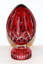 EXQUISITE WATERFORD CRYSTAL LISMORE RED/CRANBERRY EGG SCULPTURE/PAPERWEIGHT - $143.54
