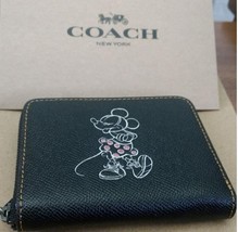 COACH DISNEY MINNIE MOUSE BLACK LEATHER ZIP AROUND WALLET-F29377-LIMITED ED - $89.99