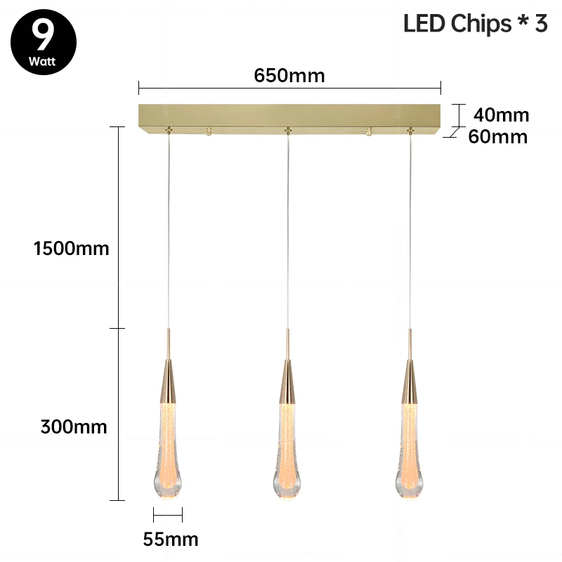 HD  K9 Crystal Pendant Light Creative LED Hanging Lamp For room side Bathroom Ba - £163.26 GBP