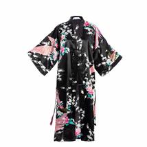 Asian Home Flower Peacock Satin Silk Kimono Robe, Dressing Gown, Bridal,... - $14.99