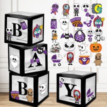 4Pcs Halloween Baby Balloon Boxes Decorations,Purple Black Little Nightmare Skel - £26.91 GBP