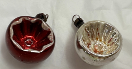 Vintage Blown Glass Indent Christmas Ornaments 2 red /silver - £15.97 GBP