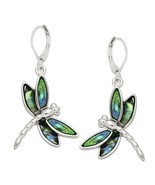 Abalone Dragonfly Earrings Silver Tone NWT - £11.86 GBP