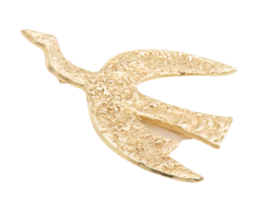 14K GOLD Vintage Brooch Pin Dented Carved Brutalist Flying Bird  GB220 - $2,423.05