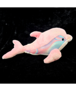 Aurora World Dolphin Plush Pink 14&quot; Gold Sparkles Blue Eyes Porpoise Marine - £9.61 GBP