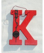 Handcrafted Wooden Letter Initial K Ornament - Christmas Gift - Steampunk - $12.00