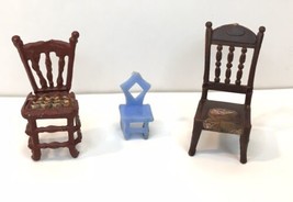 Miniature Chair Diorama Lot for Crafting Harvest 3 pc 2 Brown 1 Blue - $13.00