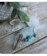 Rare Larimar and Clear Crystal Quartz pendulum by Imogen Designs ~ Soft ... - $54.95