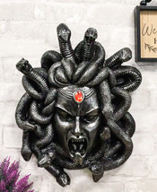 Greek Gorgon Goddess Medusa Head With Hair of Snakes And Red Gem Wall Decor - £47.29 GBP
