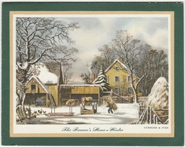 Vintage Christmas Card Currier and Ives The Farmer&#39;s Home Winter Hallmark - $6.92