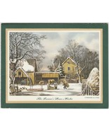 Vintage Christmas Card Currier and Ives The Farmer&#39;s Home Winter Hallmark - £5.41 GBP