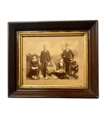 Antique Framed Photo 2 Men 2 Women Couple Siblings 1800s Sepia No Glass ... - €38,36 EUR