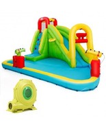 Outdoor Inflatable Water Bounce House with 480W Blower - Color: Multicolor - £330.56 GBP