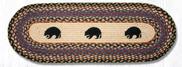 Earth Rugs OP-43 Black Bears Oval Patch Runner 13&quot; x 36&quot; - £35.03 GBP
