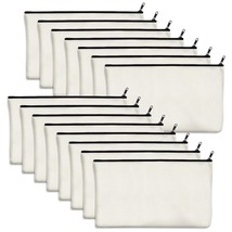 15 Pack Blank Cotton Canvas Diy Craft Zipper Bags Pouches Pencil Case For Makeup - £15.66 GBP