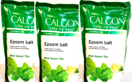 3 Calgon Take Me Away Calming Soak Epsom Salt Mint Green Tea Soothes Aches Pains - £33.57 GBP