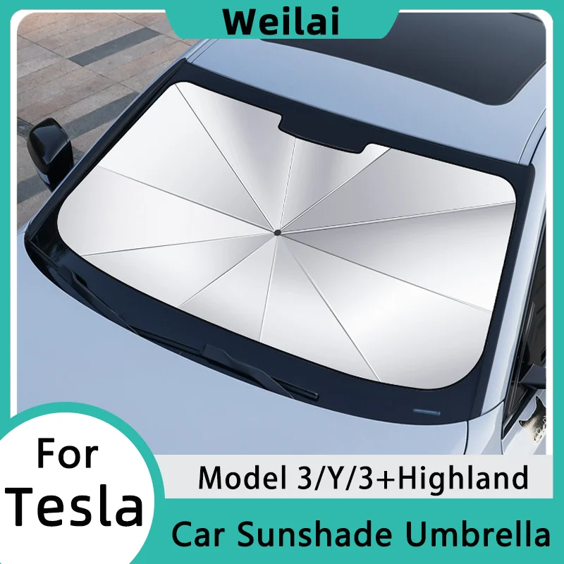For Tesla Model 3+ Highland Car Sunshade Umbrella Front windshield Anti UV Sun - £26.73 GBP+