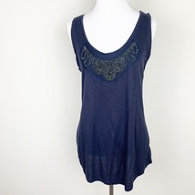Banana Republic Women&#39;s Navy Blue Tank Top Beaded Embellished Metallic Sz M - $113.04 MXN