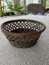 Rattan Wicker Basket Décor for Walls Catchall Brown &amp; Green Bowl - £11.19 GBP