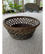 Rattan Wicker Basket Décor for Walls Catchall Brown &amp; Green Bowl - £11.22 GBP