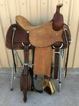 Western Dark brown Leather Hand carved Roper Ranch Saddle : 14&quot; To 18&quot; - $499.00