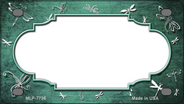 Mint White Dragonfly Scallop Oil Rubbed Novelty Mini Metal License Plate Tag - £11.88 GBP