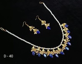 Kundan Meena Wear One Layer Muslim Punjabi Bridal Earrings Jewelry Necklace Set2 - $20.54