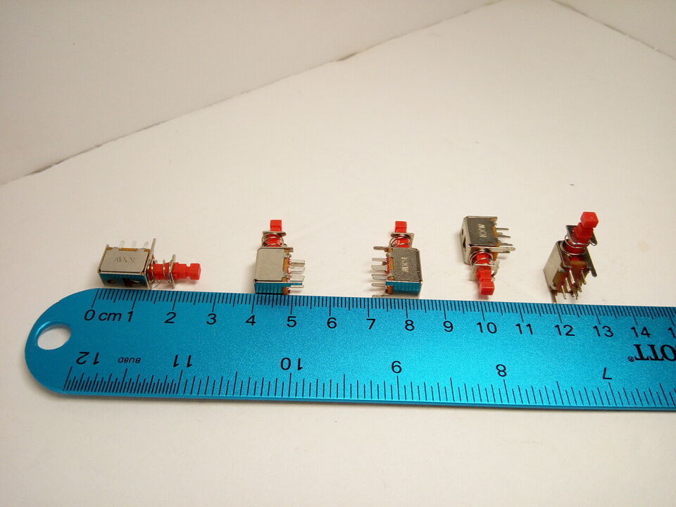 5X Pack Maintained 6 Pins 8 w/Legs Push Button Power Switch Red Reset KXW Lock Item image 6