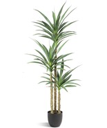 Artificial Tree 5.3Ft Faux Agave Plant With 3 Heads In Plastic Pot Fake ... - £127.17 GBP