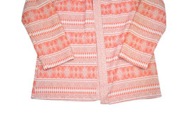 Vintage 70s Collared Shirt Womens S Polyester Open Front Striped Peach R... - £15.37 GBP
