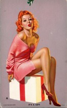 Vintage 1940s Mutoscope Glamour Ragazze - È Regalo Natale W Vischio Pin-Up - $21.45