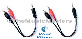 (2) 6&quot; inch 3.5MM Stereo Male Plug to Dual RCA Plugs Audio Cable Wire Ad... - £6.71 GBP