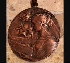 Huge 1911 Art Nouveau Holy Medal SIGNED Rossi Antique Saint Cecelia Piano Angel - £155.58 GBP