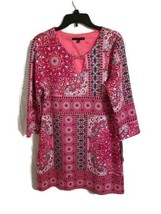Tiana B Women’s Size 12 Red Navy Heavenly Silk Garden Tunic Pullover Key... - £32.03 GBP