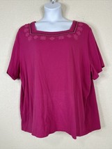 Liz &amp; Me Womens Plus Size 3X Pink Square Neck T-shirt Short Sleeve - £11.75 GBP