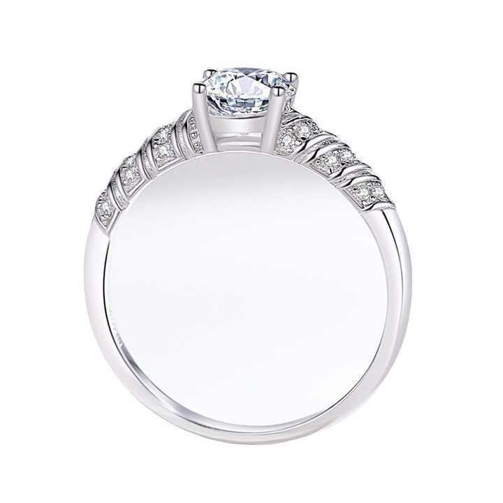 Round Diamond Ring 925 Silver Ring 925 Silver Moissanite Engagement Ring Item image 2