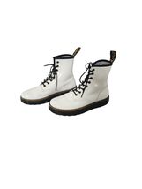 Dr Martens Zavala White Combat Boots Womens 9 Leather Lace Up 8 Eye Ankl... - $57.42