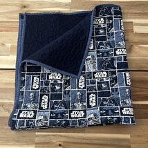 Star Wars Baby Blanket Quilt Navy Blue Possibly Handmade 35x37.5 - $18.04