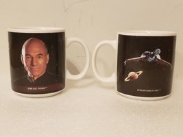 Lot Of 2 Star Trek Coffee Mugs Picard Giordi Leforge Next Generation Cups 90s - £23.97 GBP