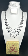 Premier Designs Jewelry Gunmetal Layerd Black Beaded Necklace SKU PD101 - £19.65 GBP